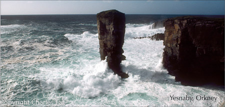 nl150.  yesnaby castle with rough sea