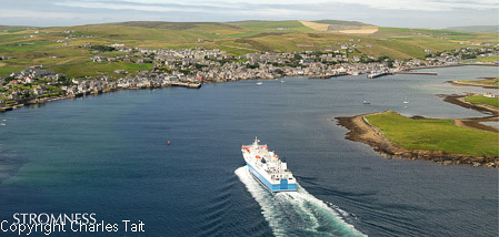 nl231.  stromness aerial with ferry 