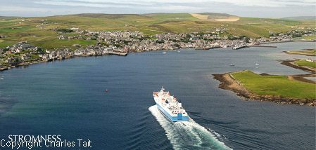 nl231.  stromness aerial with ferry 